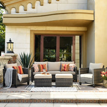 Load image into Gallery viewer, 15.4&quot;H Polyethylene (PE) Wicker 5 Person Seating Group with Cushions
