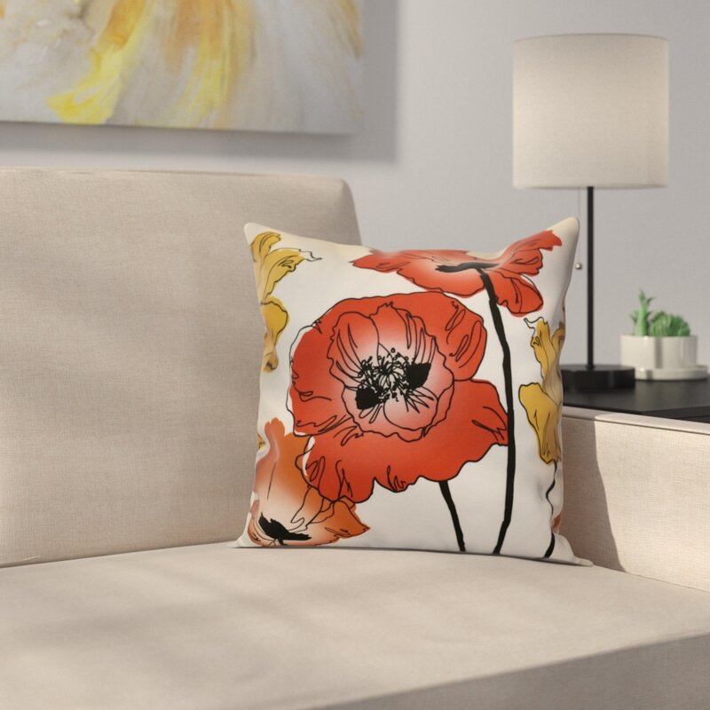 Poppies Outdoor Square Pillow Cover & Insert (Set of 2) 2216CDR/GL