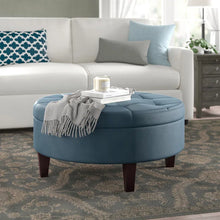 Load image into Gallery viewer, Posner 36&#39;&#39; Wide Faux Leather Tufted Round Storage Ottoman with Storage
