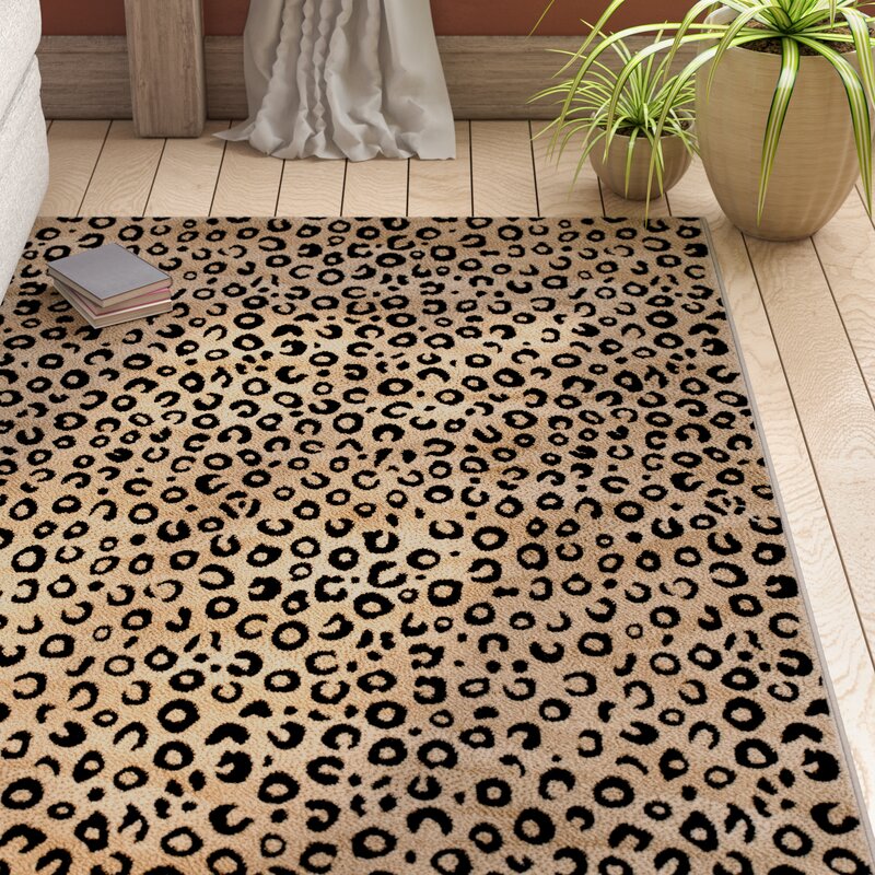 Poteat Animal Print Black Area Rug 7473