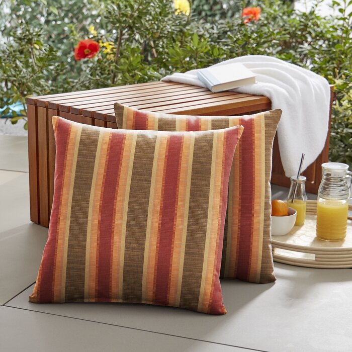 SET OF 2 Pottsgrove Striped Sunbrella® Indoor/Outdoor Throw Pillow