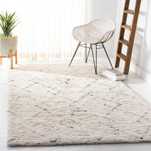Load image into Gallery viewer, Powell Geometric Handmade Tufted Wool Area Rug in Ivory/Black, Rectangle 5&#39; x 8&#39;
