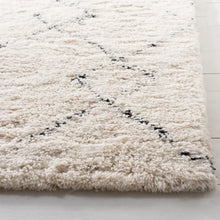 Load image into Gallery viewer, Powell Geometric Handmade Tufted Wool Area Rug in Ivory/Black, Rectangle 5&#39; x 8&#39;

