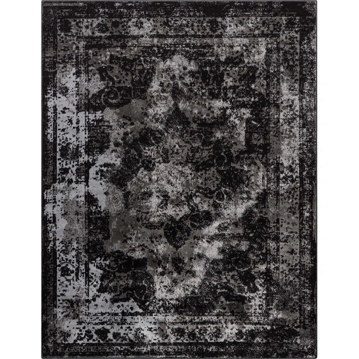 Power Loom Performance Black/Gray Rug, Rectangle 7'10