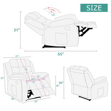 Load image into Gallery viewer, Power Massage Heating Recliner 37&#39;&#39; Wide Manual Glider Recliner with Massager
