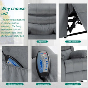 Power Massage Heating Recliner 37'' Wide Manual Glider Recliner with Massager