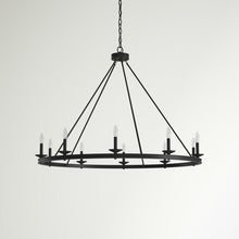 Load image into Gallery viewer, Poynor 10 Light Dimmable Wagon Wheel Chandelier
