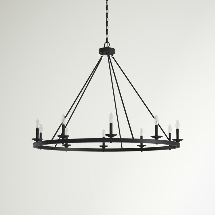 Poynor 10 Light Dimmable Wagon Wheel Chandelier