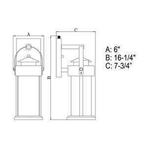 16.25" H x 6" W x 7.75" D Pranay Rust Iron 1 - Bulb Seeded Glass Outdoor Wall Lantern with Dusk to Dawn
