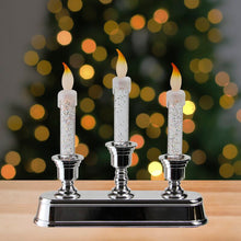 Load image into Gallery viewer, Pre-Lit LED 3-Tier Glitter Christmas Unscented Flameless Candle

