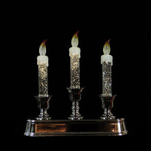 Load image into Gallery viewer, Pre-Lit LED 3-Tier Glitter Christmas Unscented Flameless Candle
