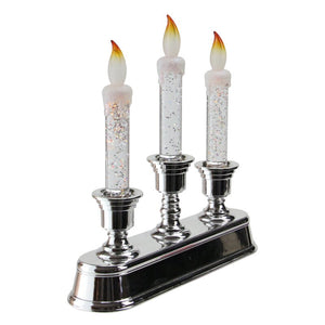 Pre-Lit LED 3-Tier Glitter Christmas Unscented Flameless Candle
