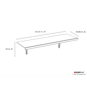 Premium Wood Shelving Pine Solid Wood Bracket Shelf, 12" H x 48.03" W x 15.98" D