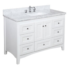 Load image into Gallery viewer, Prentice 48" Single Bathroom Vanity Set White with Carrara Marble #1894HW - OUT OF BOX
