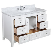 Load image into Gallery viewer, Prentice 48" Single Bathroom Vanity Set White with Carrara Marble #1894HW - OUT OF BOX

