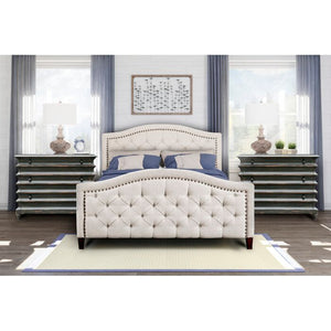 King Light Beige Prieto Tufted Camelback Upholstered Platform Bed #4040 (2 boxes)