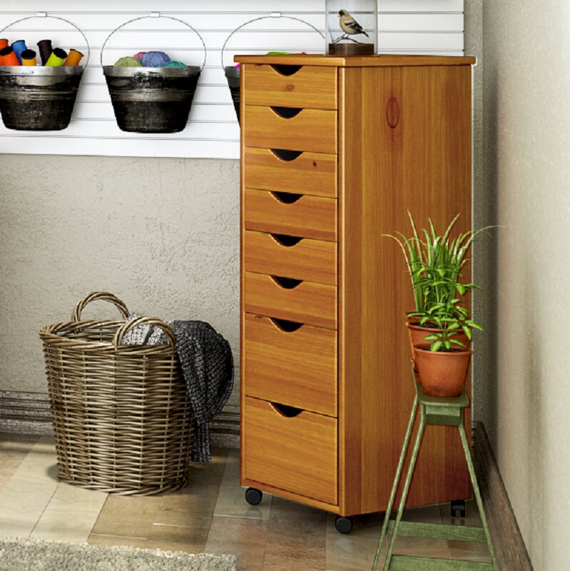 Brown Pringle 8 Drawer Rolling Storage Chest
