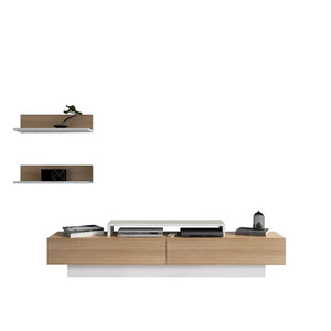 Teak and White Pritts TV Stand for TVs up to 75"