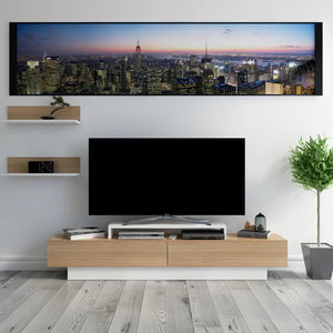 Teak and White Pritts TV Stand for TVs up to 75"