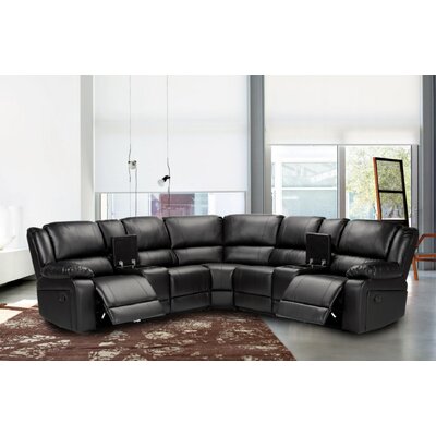 Procida Faux Leather Symmetrical Reclining Corner Sectional Piece Black 892CDR