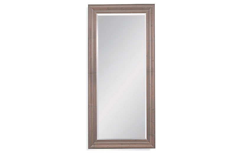 Bassett Mirror Company Belgian Luxe Hitchcock Leaner Mirror in Rustic Brown