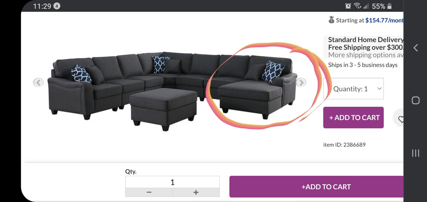 Leo Dark Gray Woven Left Arm Chair only