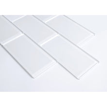 Load image into Gallery viewer, White Quality Value Series 3&quot; x 6&quot; and 12&#39;&#39; W x 12&#39;&#39; L Straight Edge Glass Mosaic Subway Tile, (Set of 8)
