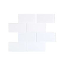 Load image into Gallery viewer, White Quality Value Series 3&quot; x 6&quot; Straight Edge Glass Mosaic Subway Tile, 8 sq. ft.
