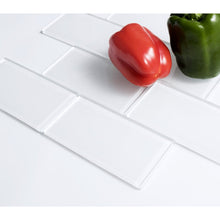 Load image into Gallery viewer, White Quality Value Series 3&quot; x 6&quot; Straight Edge Glass Mosaic Subway Tile, 2 boxes
