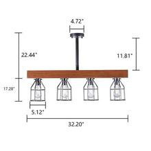 Load image into Gallery viewer, Quentin 4 - Light Kitchen Island Linear Pendant with Wrought Iron Accents
