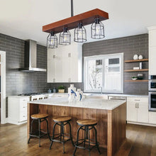 Load image into Gallery viewer, Quentin 4 - Light Kitchen Island Linear Pendant with Wrought Iron Accents
