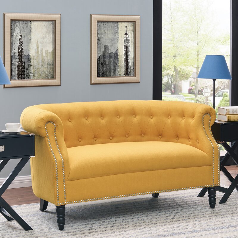 Quinones 54'' Wide Rolled Arm Chesterfield Loveseat AP697