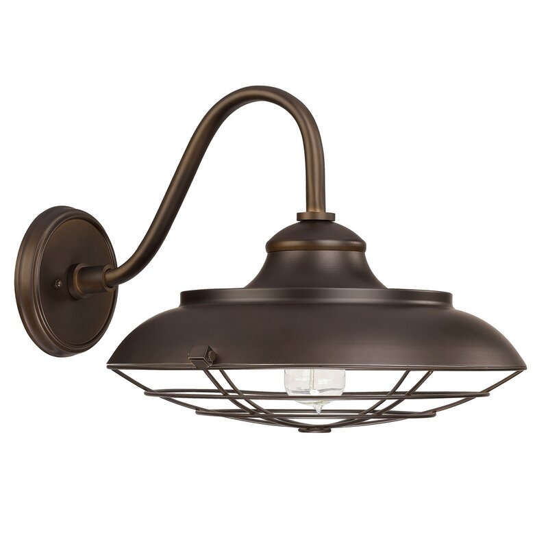 Quinten Burnished Bronze 13.5'' H Glass Outdoor Barn Light 5626RR