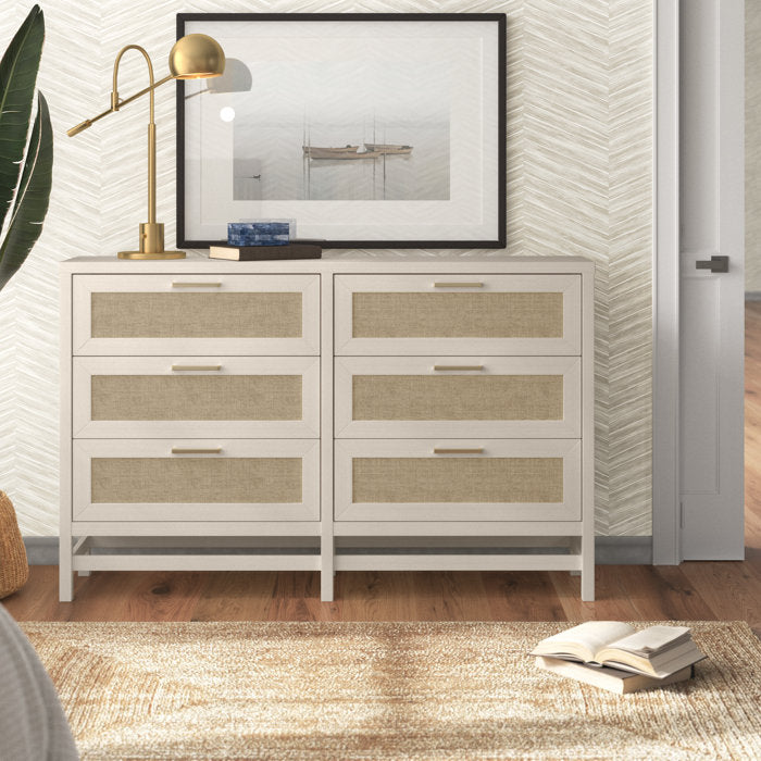 Ivory Oak Quonset 6 Drawer Dresser