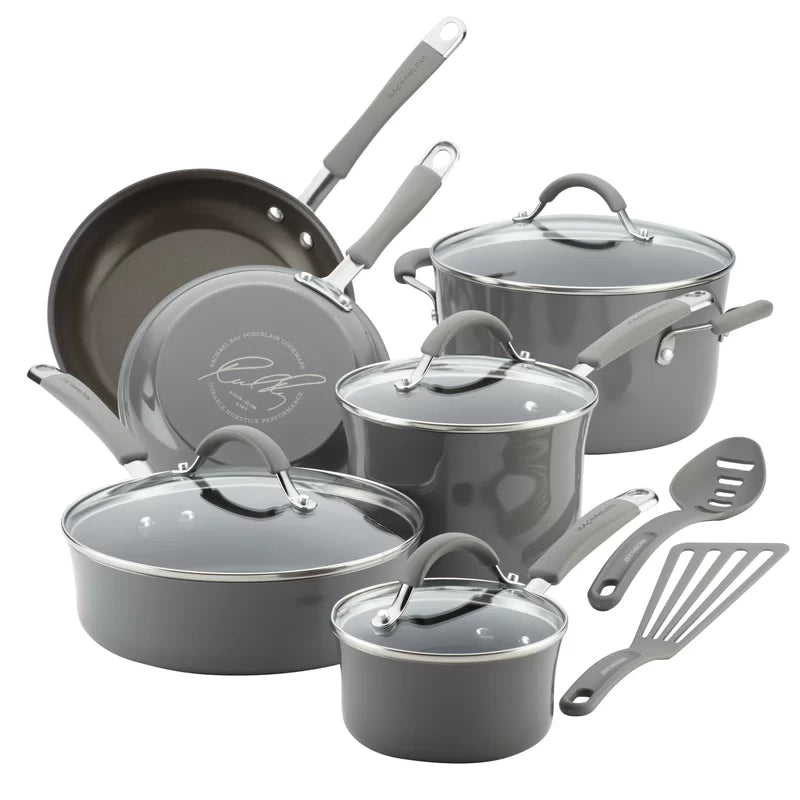 Rachael Ray 12-Piece Cucina Nonstick Pots And Pans Cookware Set