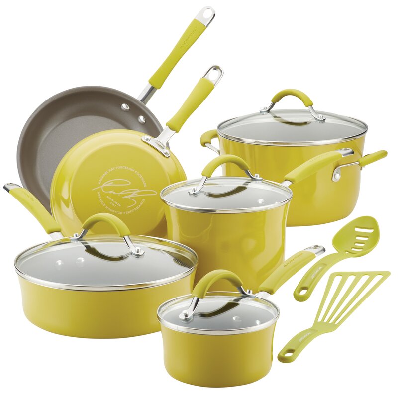Rachael Ray 12-Piece Cucina Nonstick Pots And Pans Cookware Set