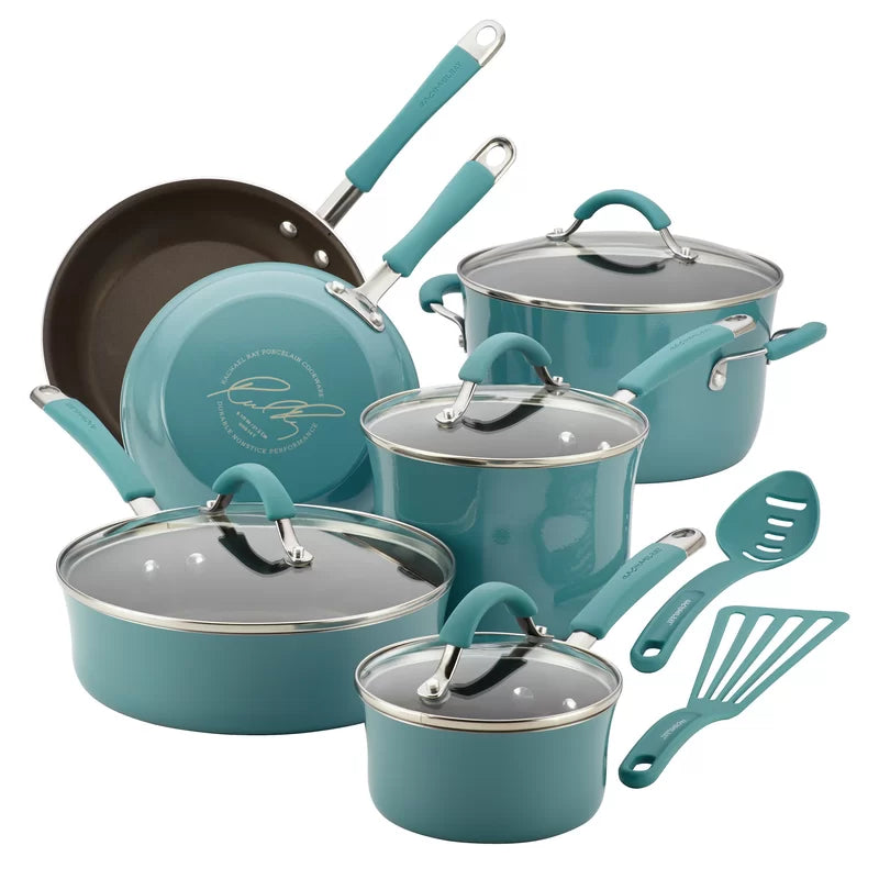 Rachael Ray 12-Piece Cucina Nonstick Pots And Pans Cookware Set