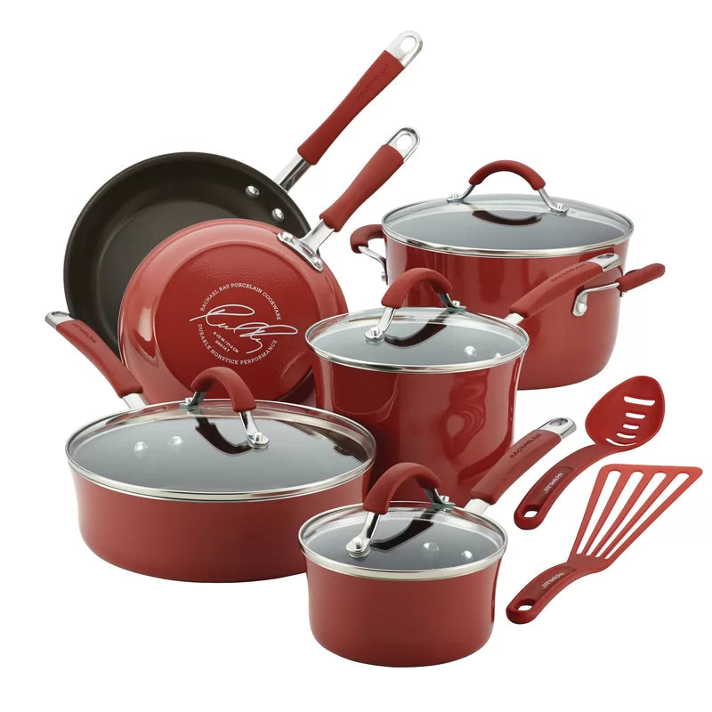 Rachael Ray 12-Piece Cucina Nonstick Pots And Pans Cookware Set