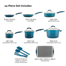 Load image into Gallery viewer, Rachael Ray® Classic Brights Hard Enamel Nonstick 14-Piece Cookware Set

