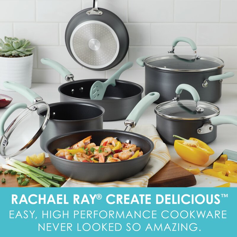 Rachael Ray Create Delicious 11 Piece Hard Anodized Aluminum Non Stick Cookware Set
