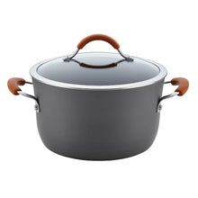 Load image into Gallery viewer, Orange Rachael Ray Cucina Hard-Anodized Aluminum Nonstick Cookware Set, 12-Piece, Gray with Cranberry Red Handles
