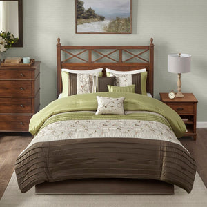 Raheem Cinnamon Microfiber Traditional 7 Piece Comforter Set king