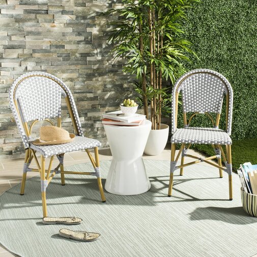 White/Gray Rahul Stacking Patio Dining Chair (Set of 2) #9124