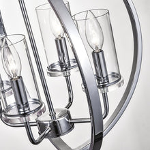 Load image into Gallery viewer, Chrome Rappaport 4 - Light Shaded Globe Chandelier with Wrought Iron Accents
