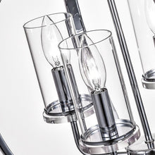 Load image into Gallery viewer, Chrome Rappaport 4 - Light Shaded Globe Chandelier with Wrought Iron Accents
