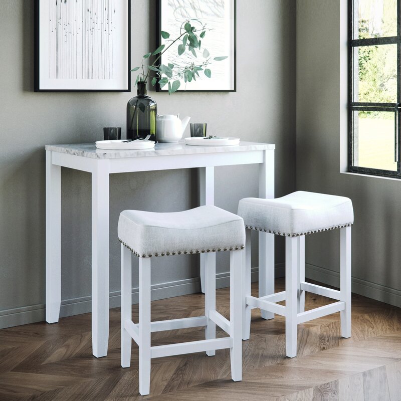 Light Gray/White Rea 3 Piece Dining Set 448AH