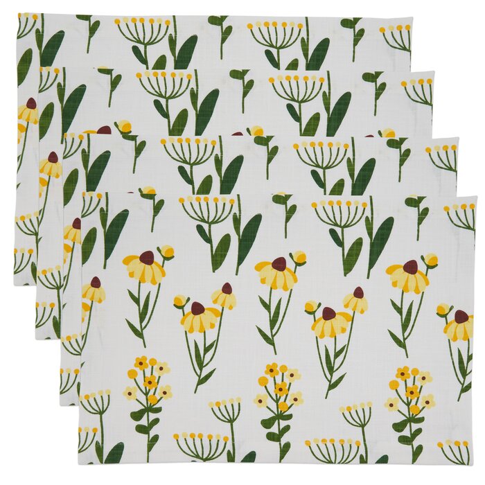 SET OF 4 Rebekah Cotton Floral Rectangular Placemat