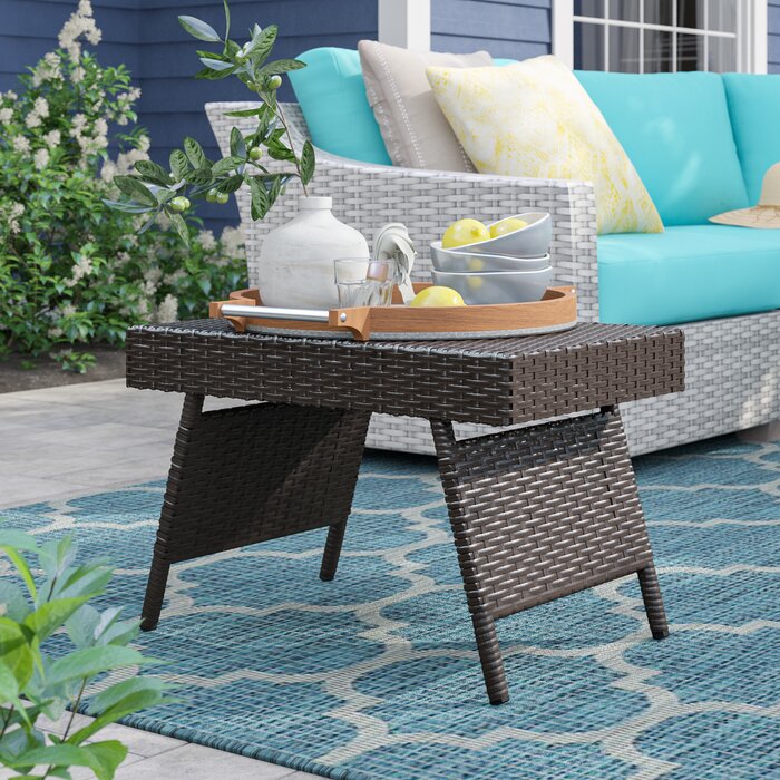 Rebello Folding Wicker Side Table in Gray #9828