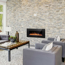 Load image into Gallery viewer, 18.11&quot; H x 36&quot; W x 3.85&quot; D Recessed &amp; Wall Mounted Electric Fireplace, Remote Control w/ Timer, Adjustable Flame Color &amp; Speed
