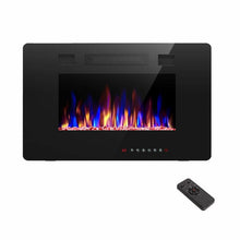 Load image into Gallery viewer, 18.11&quot; H x 36&quot; W x 3.85&quot; D Recessed &amp; Wall Mounted Electric Fireplace, Remote Control w/ Timer, Adjustable Flame Color &amp; Speed
